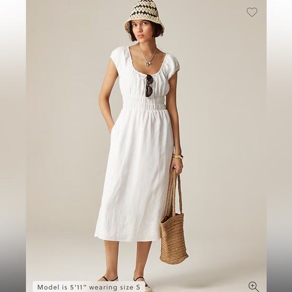 J.Crew Petite cap-sleeve midi dress in linen - Picture 1 of 7